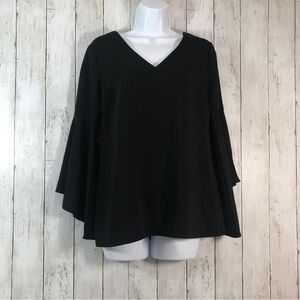 🤑Trina Turk Los Angeles Angel Sleeve Back Neck Tie Blouse S